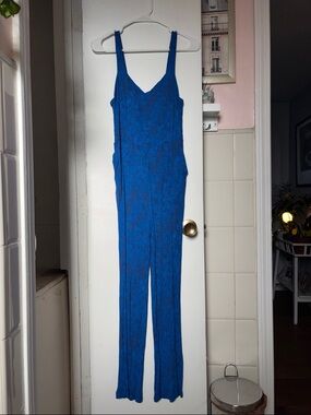 Market & Spruce Royal Blue V-Neck Jumpsuit